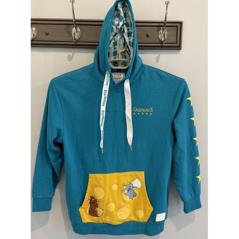Loungefly Pixar Ratatouille Gusteaus Hoodie Sweatshirt Pullover Teal Adult S